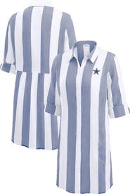 Tommy Bahama Women's Tommy Bahama Navy/White Dallas Cowboys Rugby Beach Stripe Button-Up Tunic