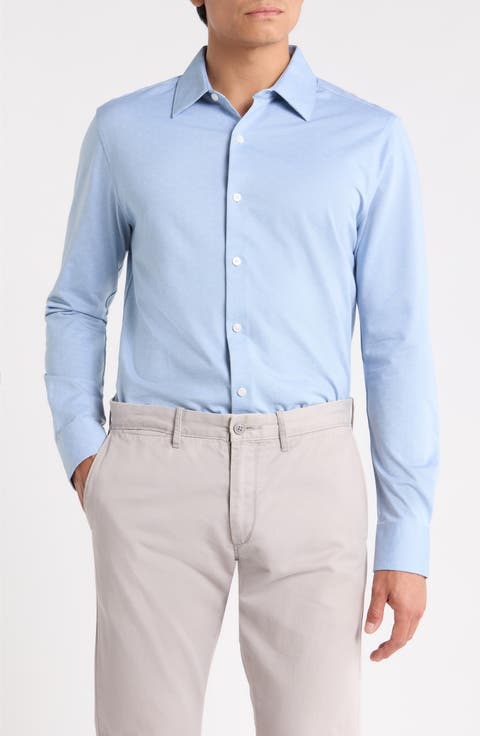 Slim Fit Tech Pique Button Down Shirt