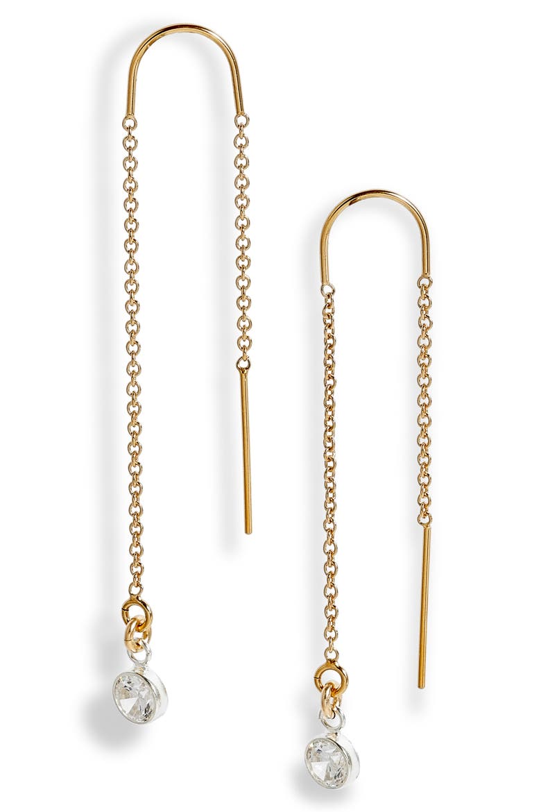 Becca Threader Earrings, Main, color, METALLIC GOLD