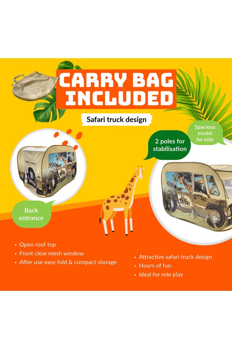 Safari Truck Tent Pop up Playhouse, Wildlife Animal, 3+, Alternate, color, Multicolored