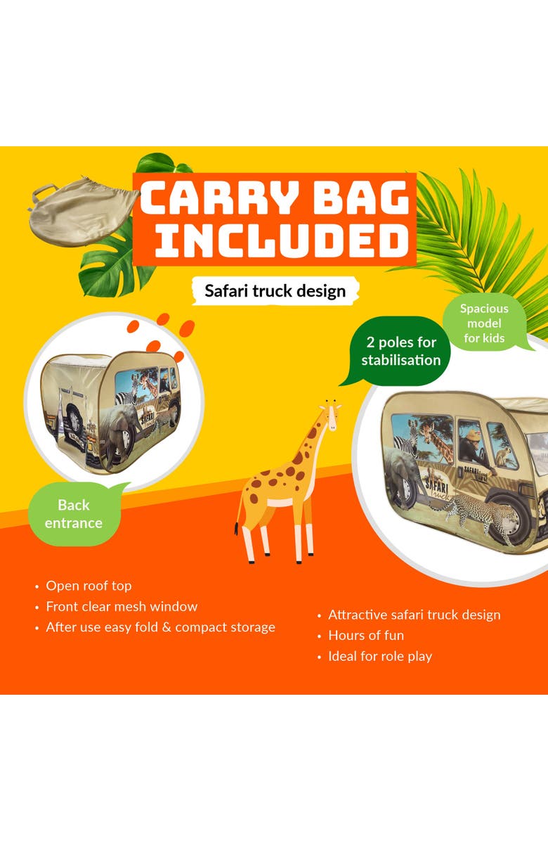 Pop It Up Safari Truck Tent Pop up Playhouse, Wildlife Animal, 3+, Alternate, color, Multicolored