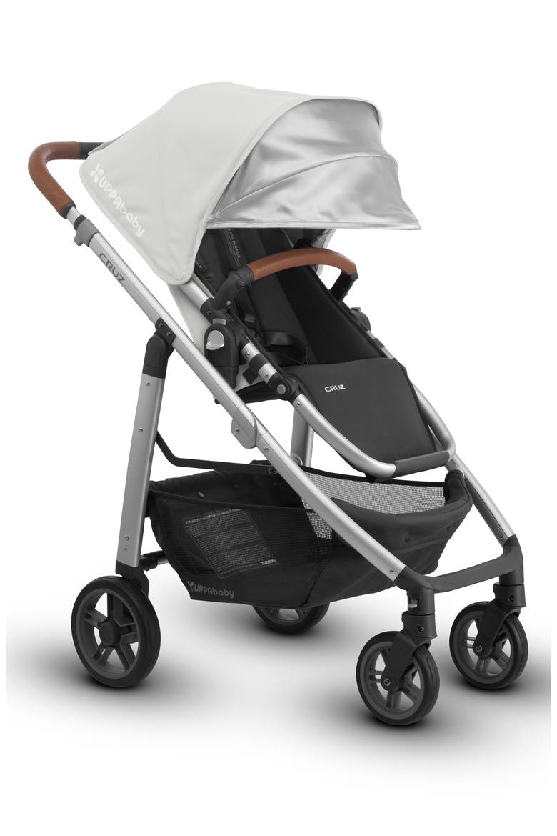 2018 CRUZ Aluminum Frame Stroller, Main, color, WHITE/ SADDLE LEATHER