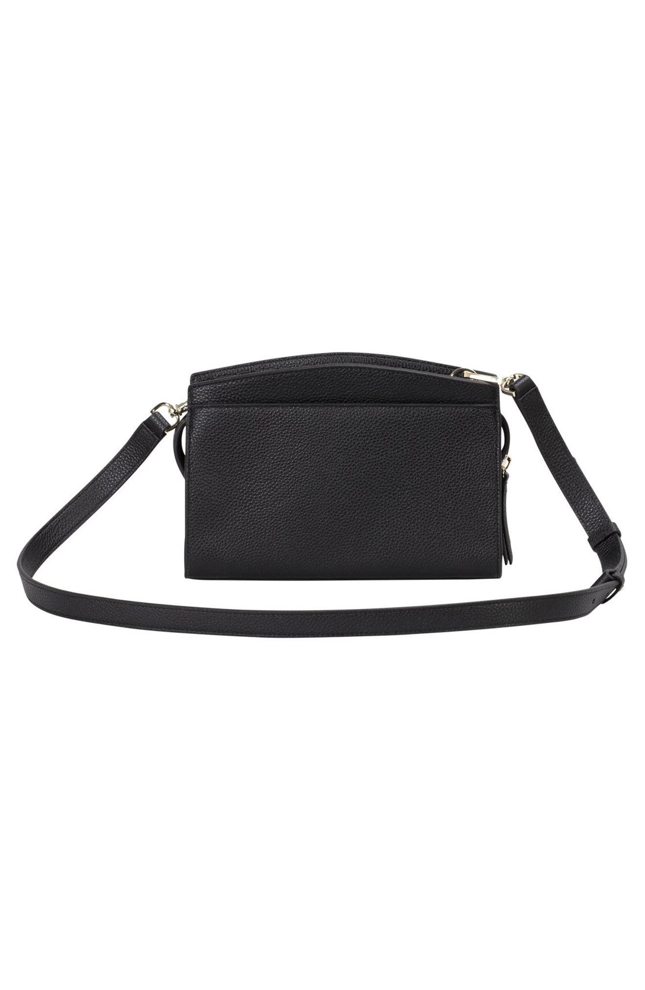 BOSS Lidney Leather Crossbody Bag, Alternate, color, Black