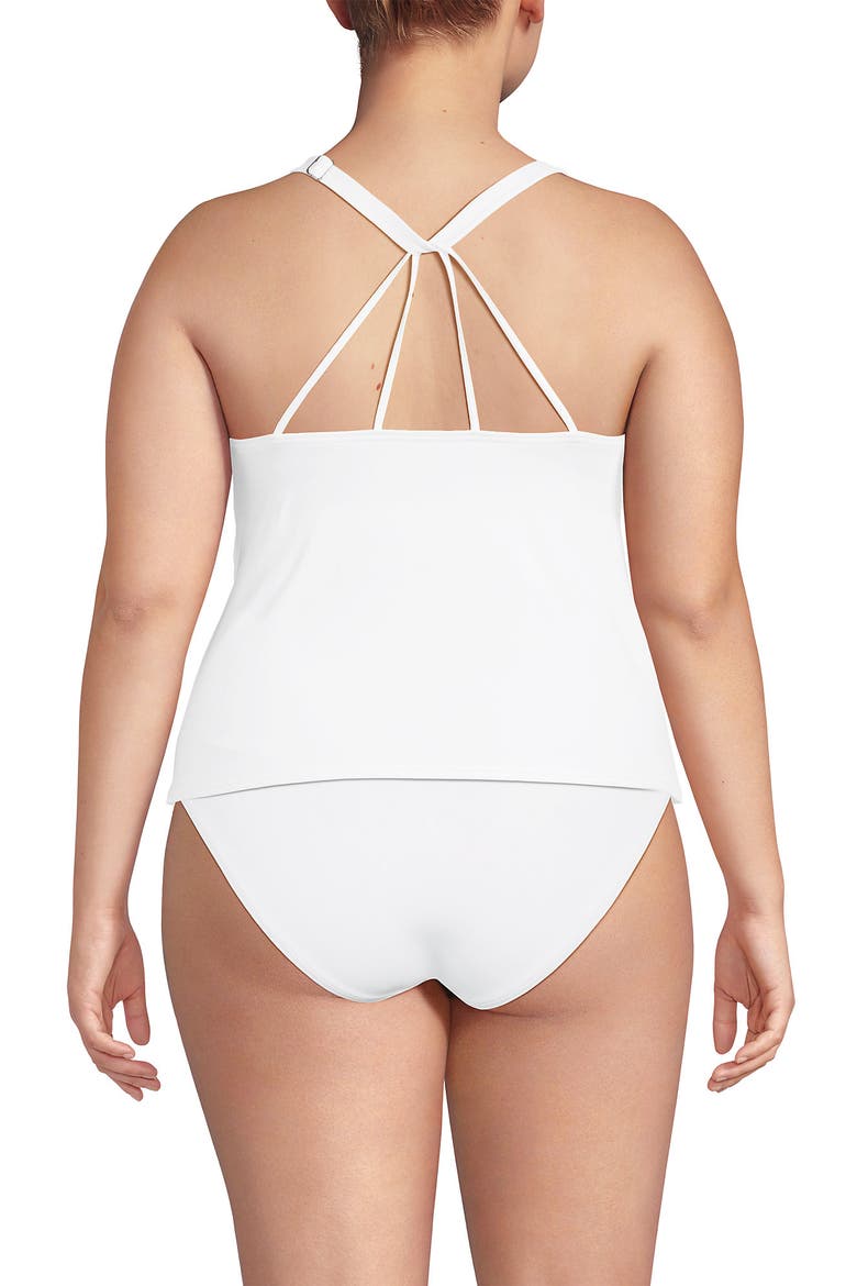 Tugless High Neck Strappy Back Tankini Swimsuit Top, Alternate, color, White