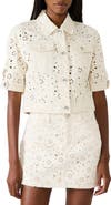 Steve Madden Blu Elbow-Sleeve Cotton Eyelet Jacket