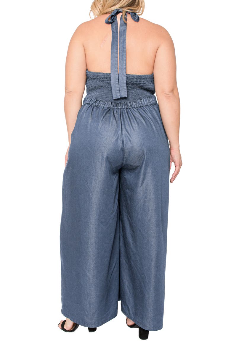 London Sleeveless Wide Leg Jumpsuit, Alternate, color, DARK INDIGO