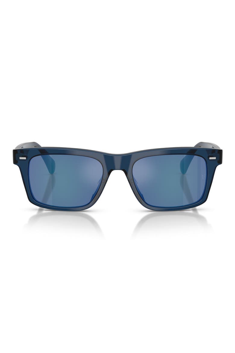 x Roger Federer Mr. Federer 55mm Polarized Rectangular Sunglasses, Main, color, ASH BLUE / MARINE FLASH MIRROR