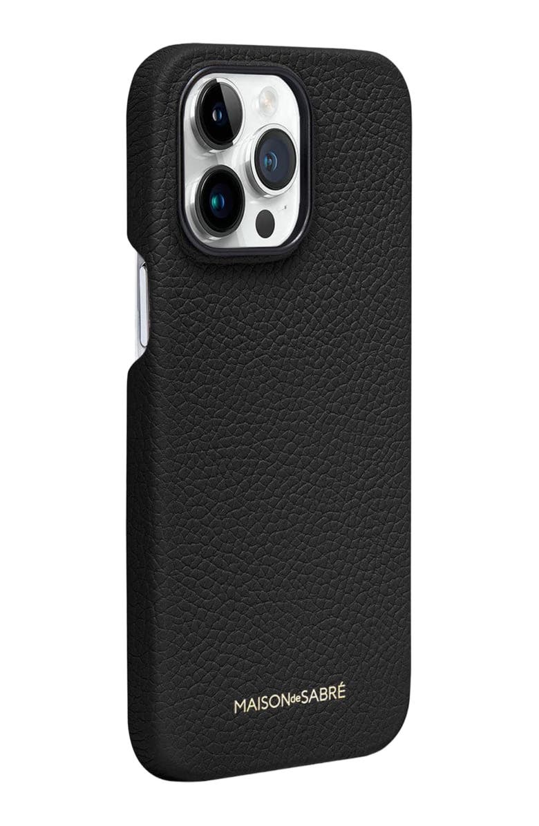 MAISON de SABRÉ Leather Phone Case, Alternate, color, Black Caviar