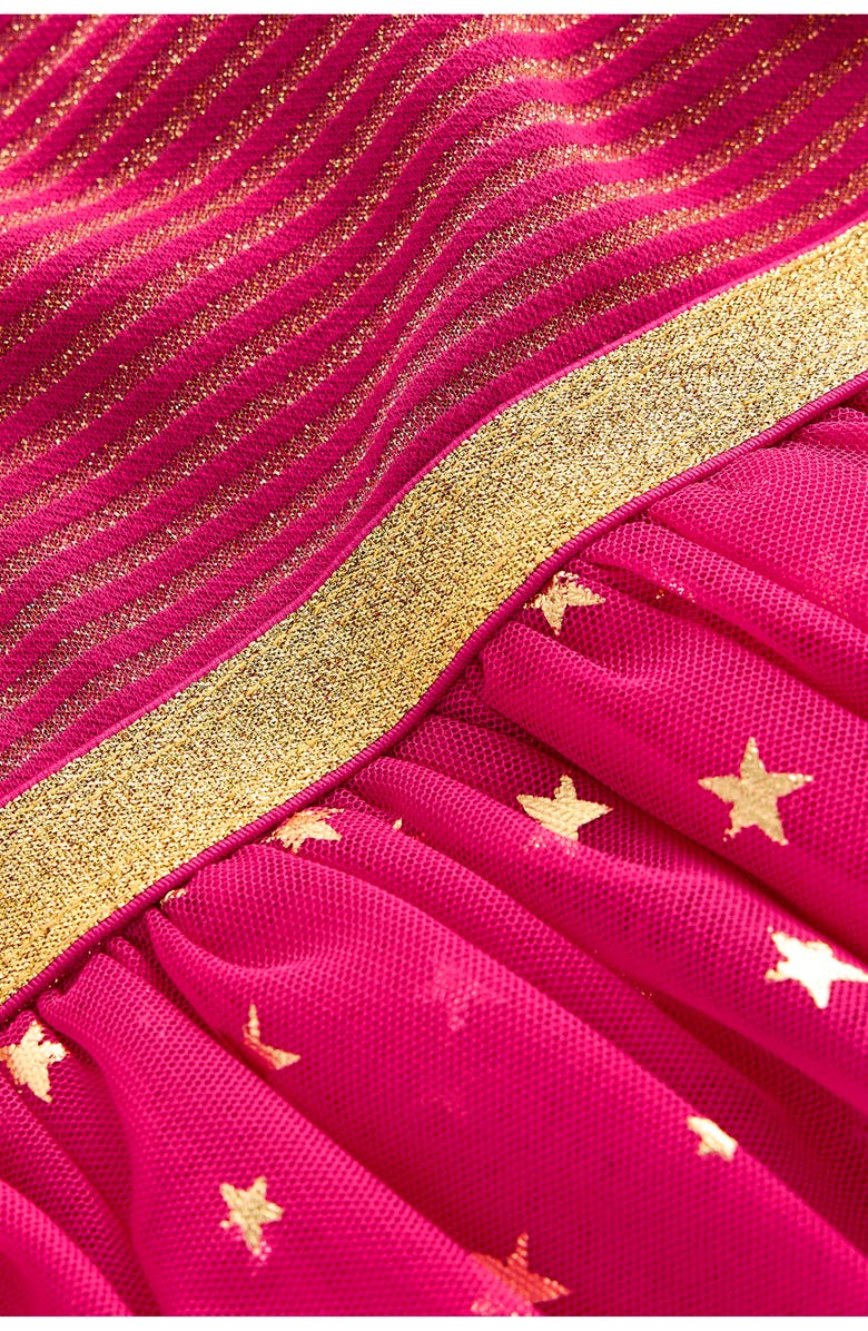 Mini Boden Kids' Twirly Metallic Dress, Alternate, color, Cherry Jam/ Gold Confetti