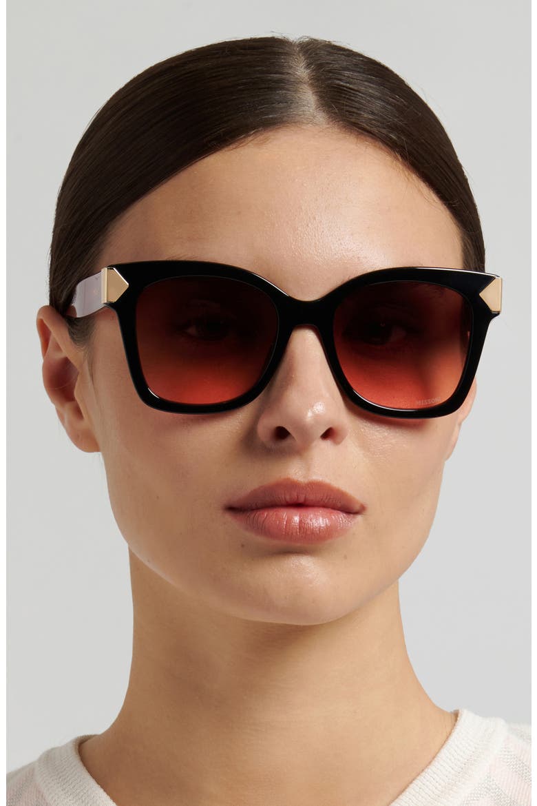 52mm Gradient Square Sunglasses, Alternate, color, BLACK/ BROWN PINK SF