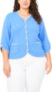 CeCe Contrast Scallop Trim Cardigan