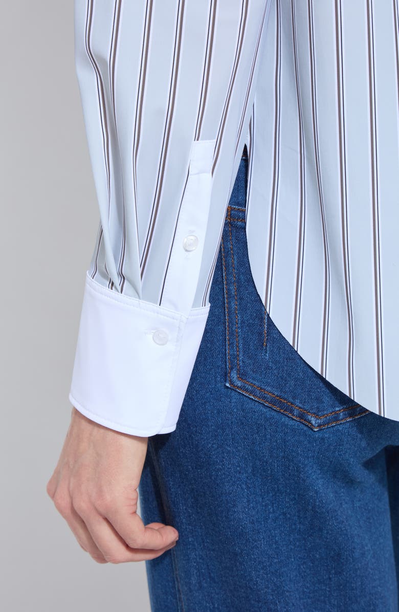 Lysse Stripe Button-Up Shirt, Alternate, color, Moonstone Stripe