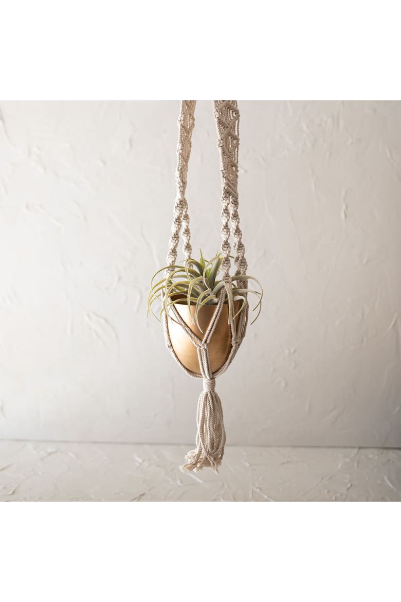 Macrame Hanging Planter Cotton & Metal, Alternate, color, Gold