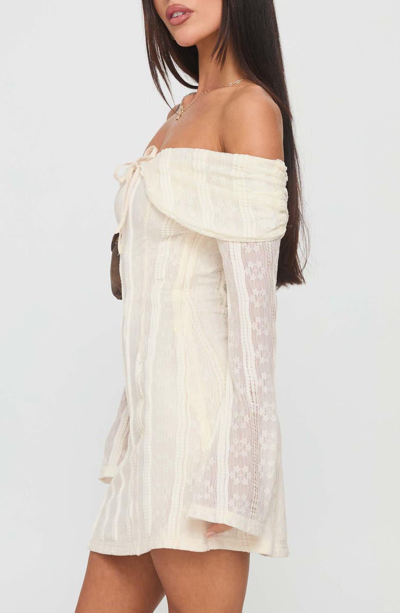 Princess Polly Colettie Off the Shoulder Long Sleeve Minidress, Alternate, color, Cream