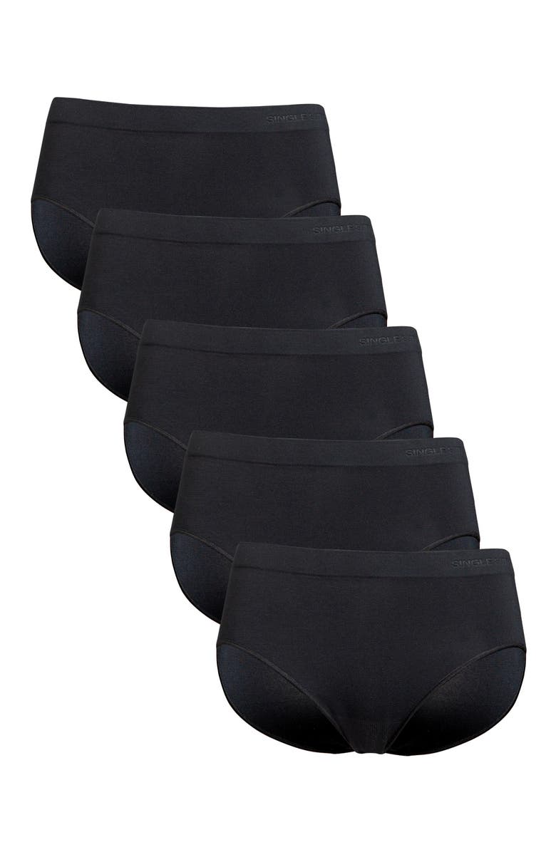 Single Stitch Seamless Modal Blend Hipster 5-Pack, Main, color, Black