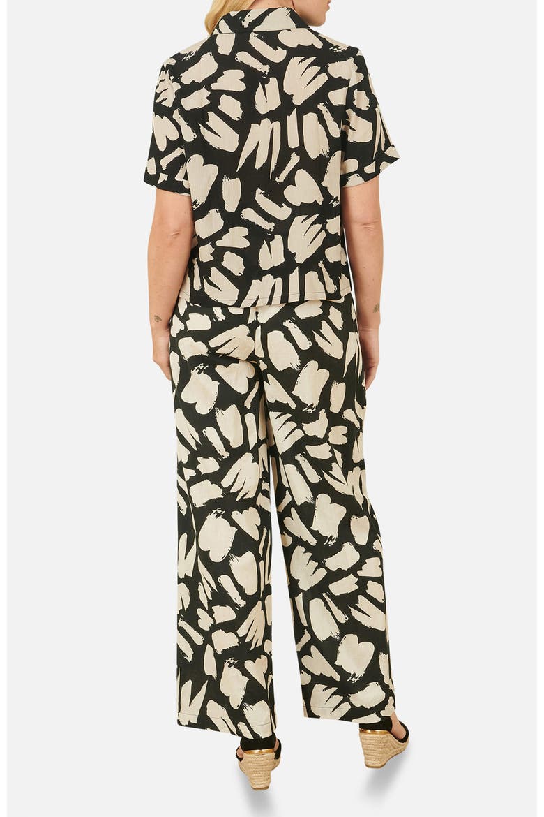 High Waisted Printed Wide Leg Trousers, Alternate, color, Black