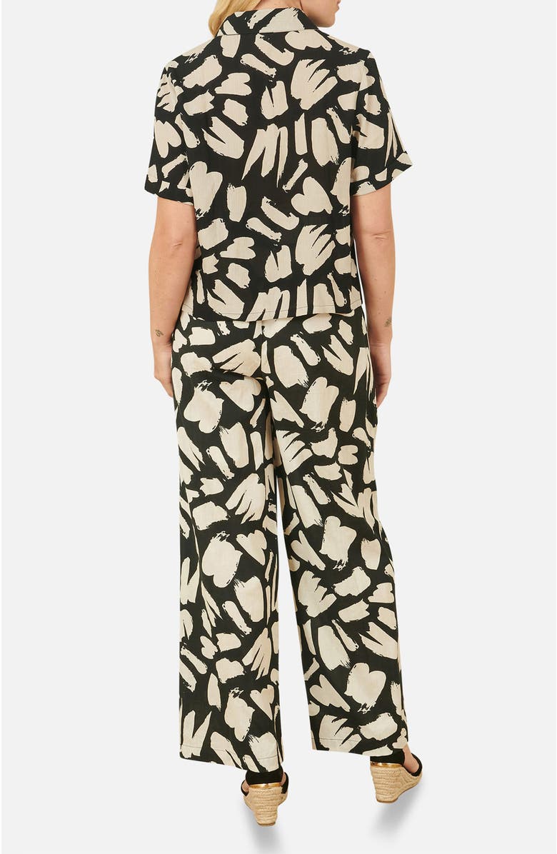 Yumi High Waisted Printed Wide Leg Trousers, Alternate, color, Black