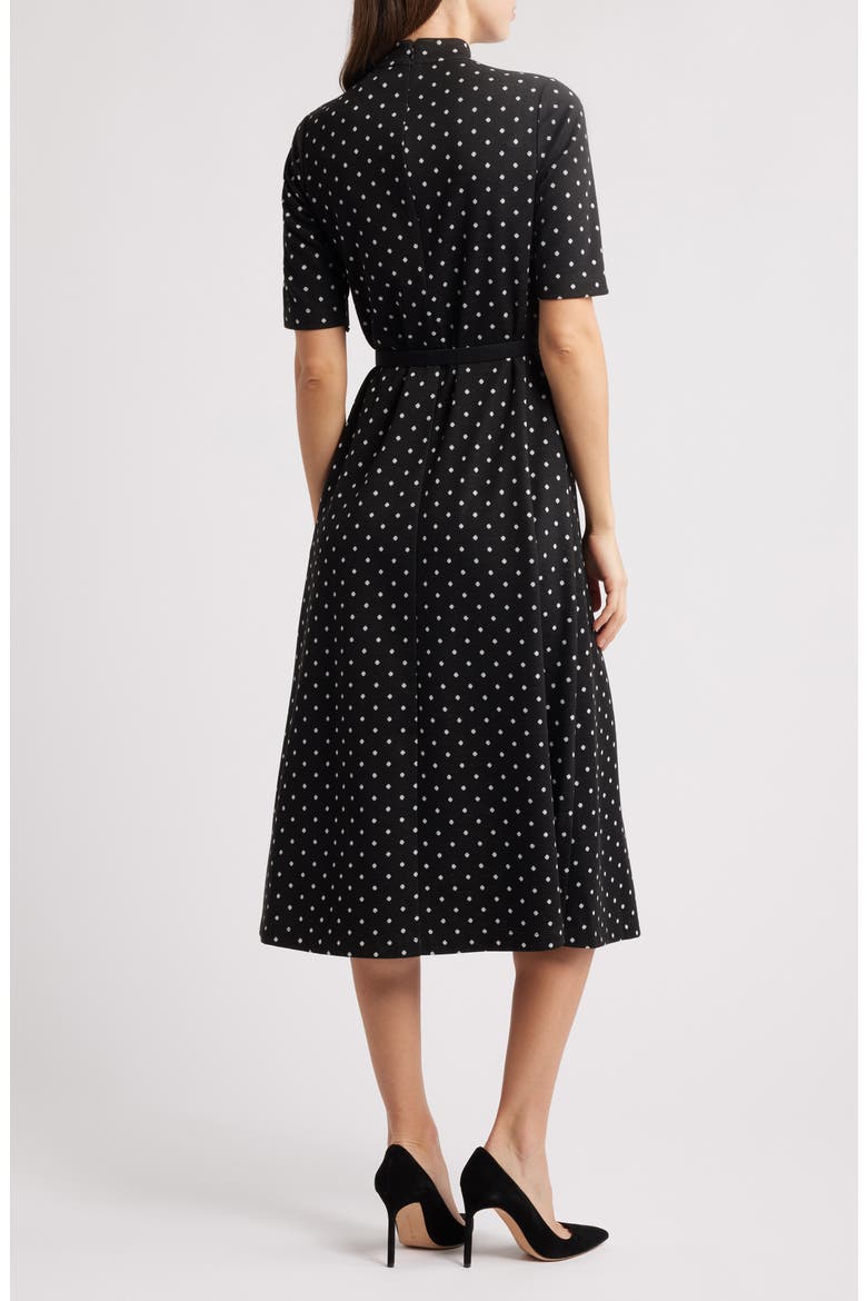 Polka Dot Mock Neck Cotton Blend Dress, Alternate, color, ANNE BLACK/ WHITE DOVE