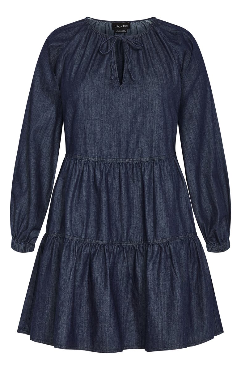 City Chic Mina Denim Minidress, Alternate, color, Denim Dark