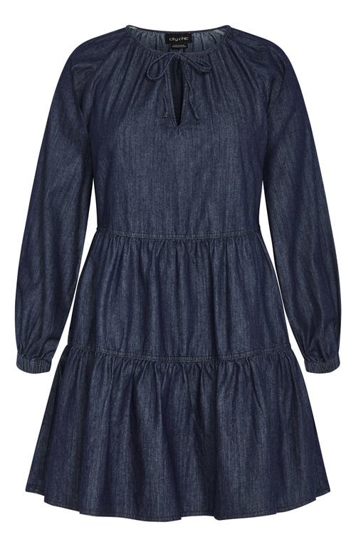 City Chic Mina Denim Minidress In Denim Dark