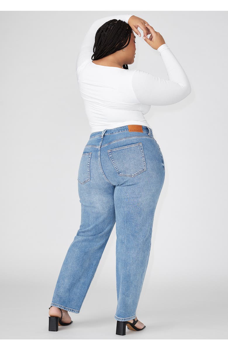 ELOQUII The Naomi Comfort Stretch Straight Leg Jean, Alternate, color, Medium Wash Denim