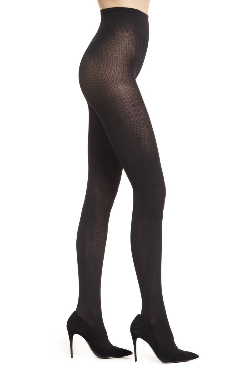 Swedish Stockings Nina Fishbone Tights, Main, color, Black