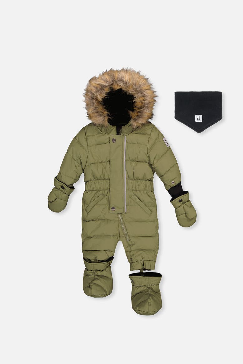 Waterproof Fleece-Lined One Piece Snowsuit, Main, color, Olive Green