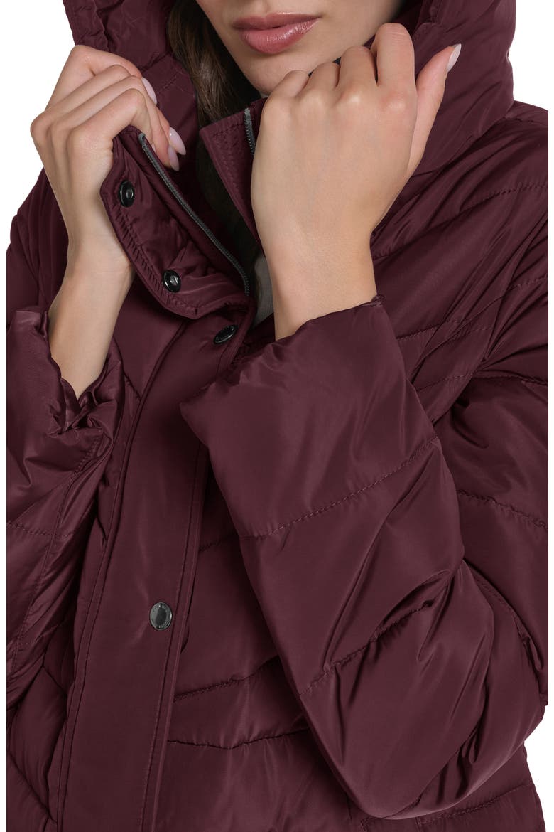 Hooded Taffeta Puffer Coat, Alternate, color, BURGUNDY