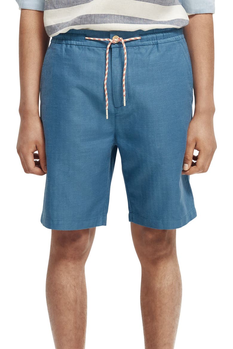 Fave Organic Cotton & Linen Beach Shorts, Main, color, STEEL MELANGE
