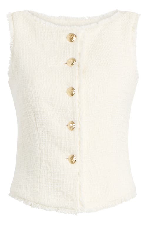 Shop Cinq À Sept Camen Cotton Bouclé Vest In Gardenia