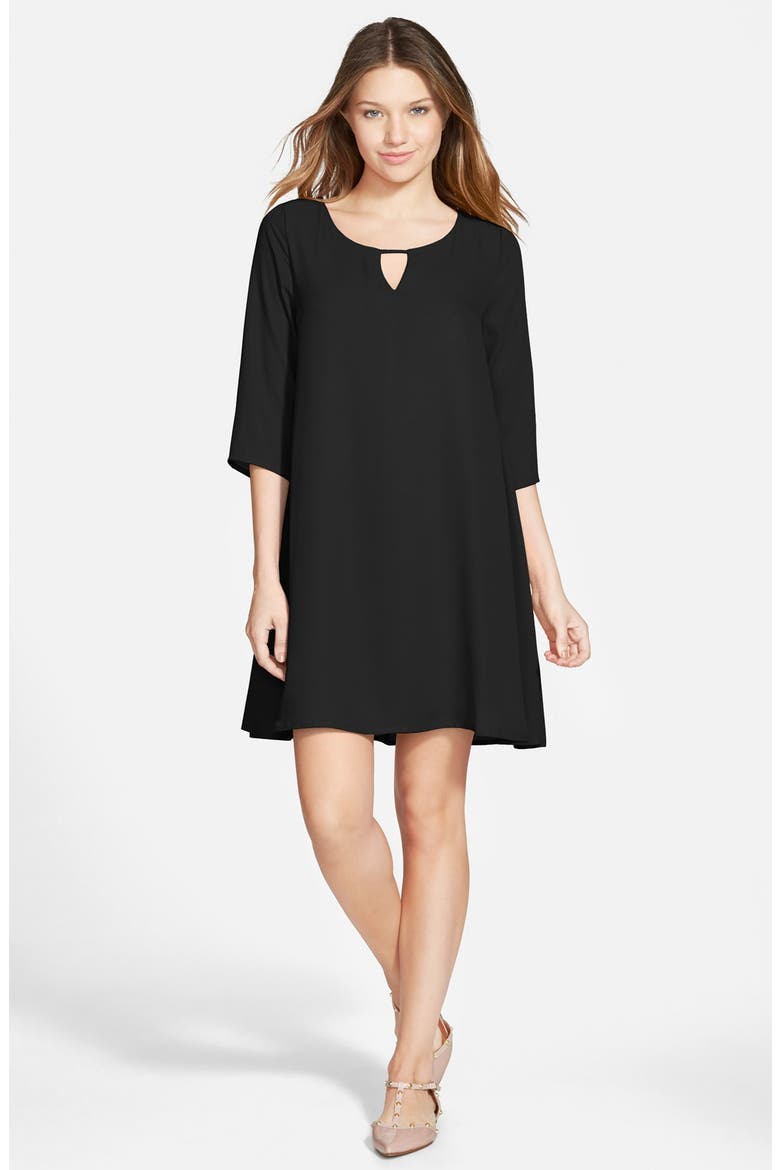 Keyhole Shift Dress, Main, color, BLACK