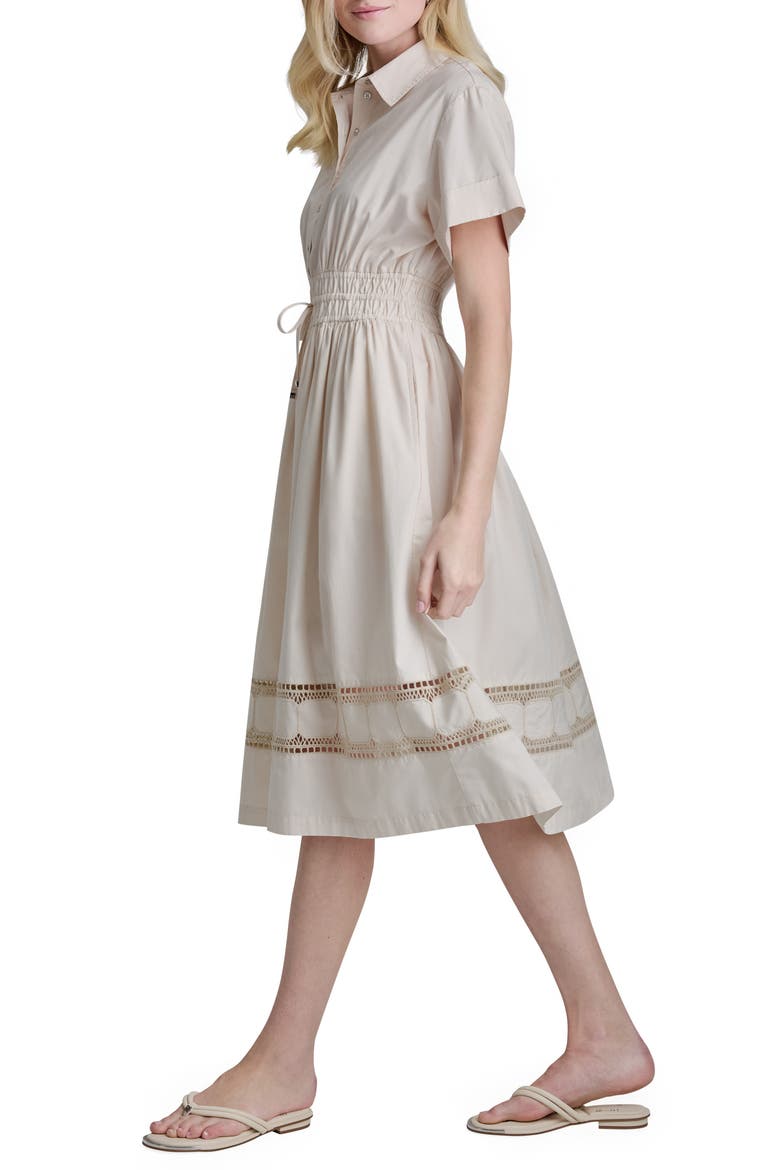 Ruched Lace Trim Shirtdress, Alternate, color, LIGHT CITY KHAKI