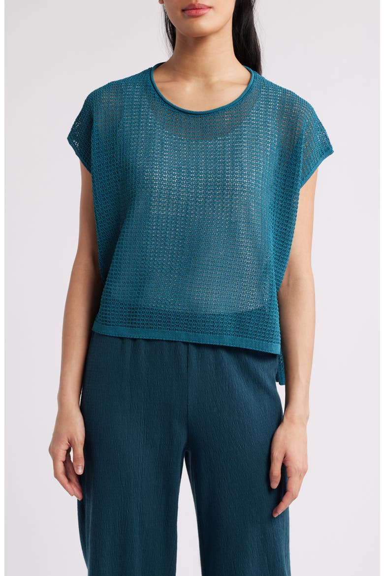 Open Stitch Organic Cotton Sweater, Main, color, HARBOR
