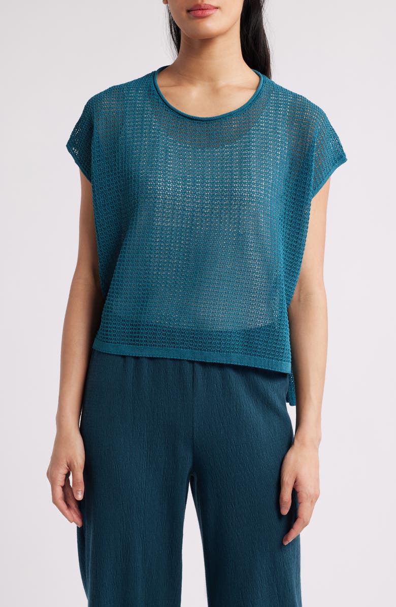 Eileen Fisher Open Stitch Organic Cotton Sweater, Main, color, Harbor