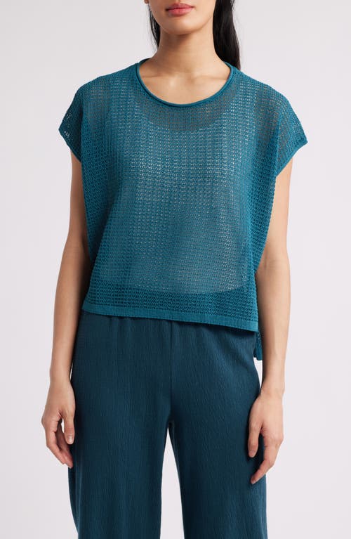 Eileen Fisher Open Stitch Organic Cotton Sweater In Harbor