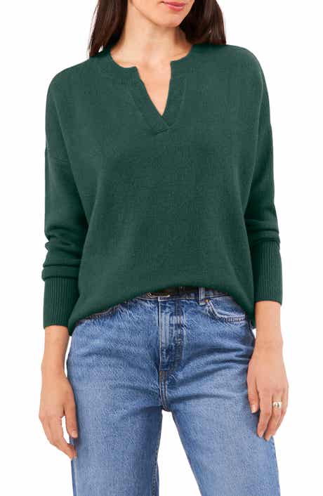 Vince Camuto Drop Shoulder V-Neck Sweater