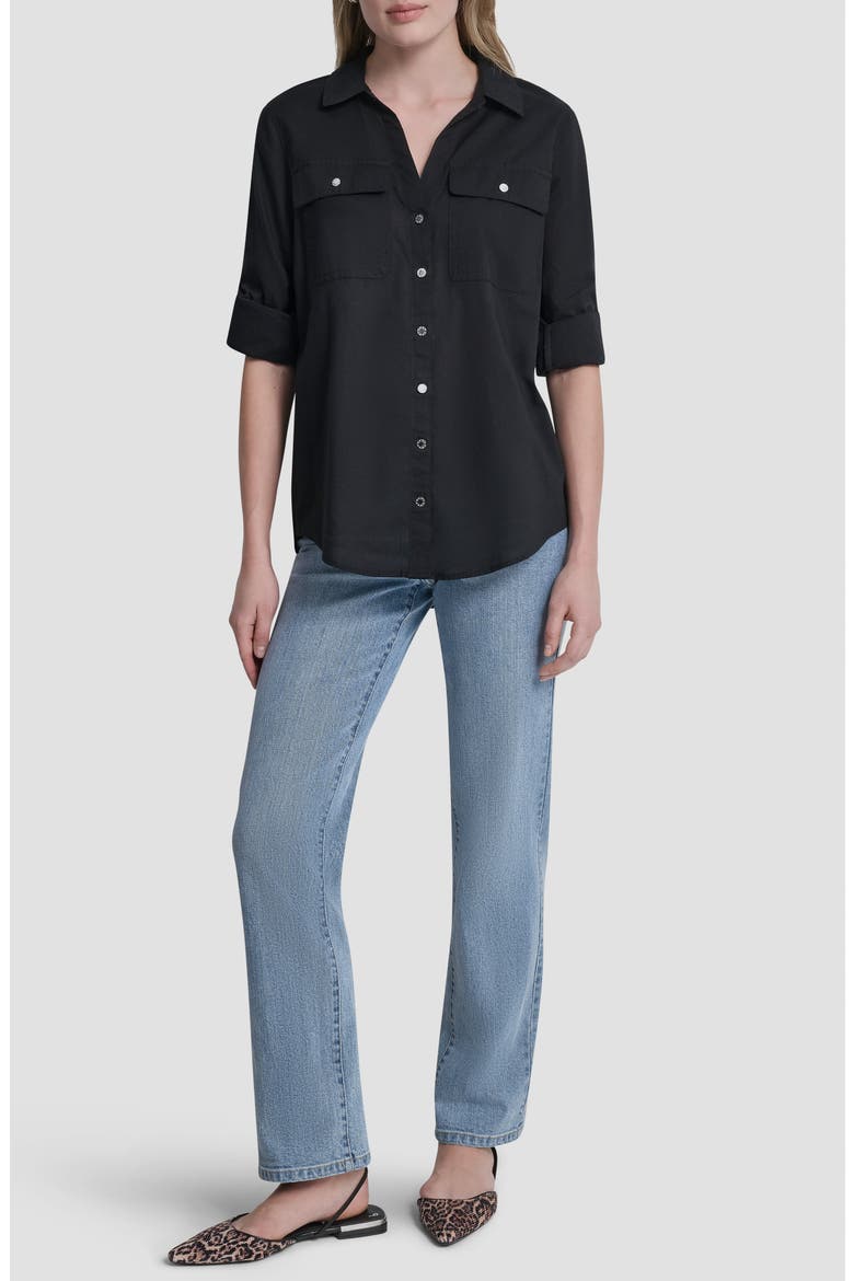 Roll Tab Shirt, Alternate, color, BLACK