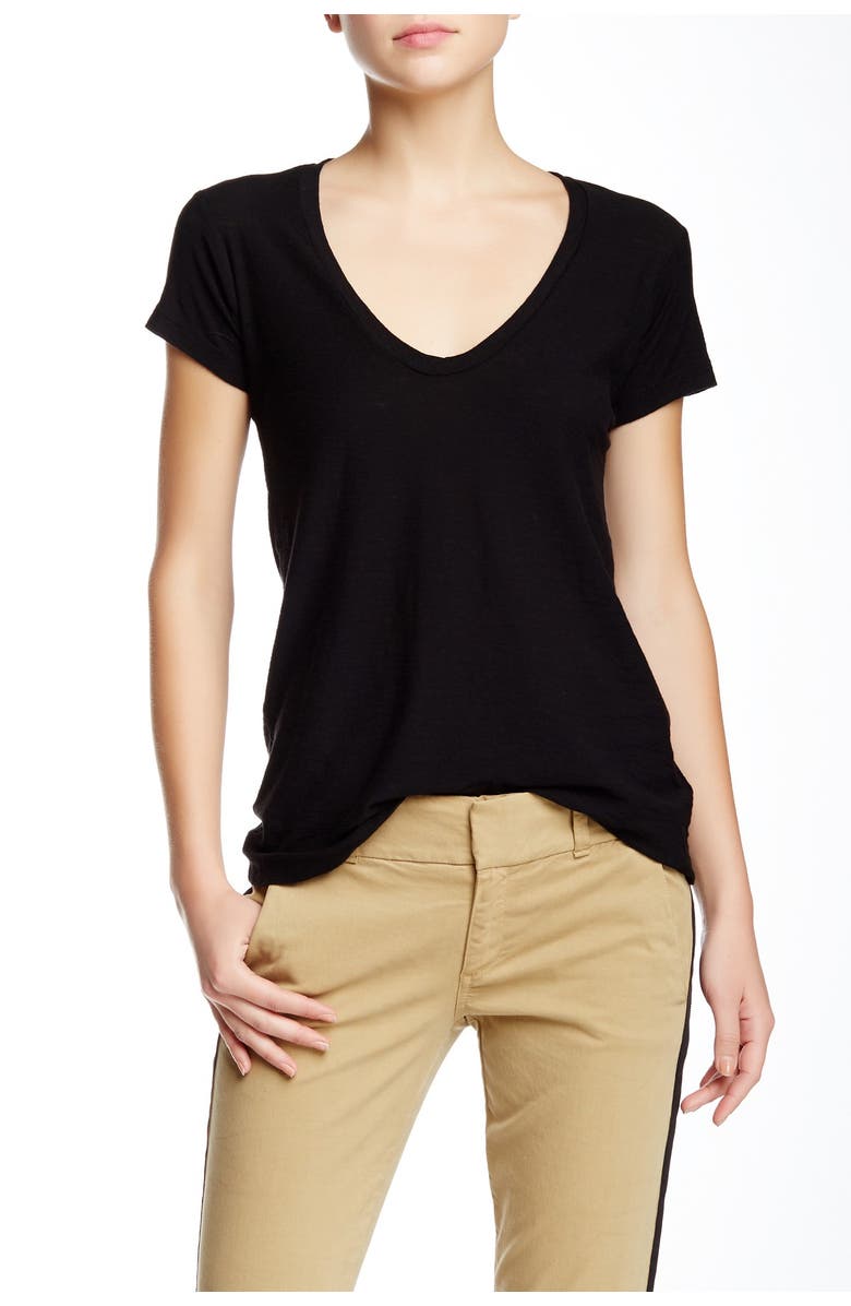 James Perse Deep V-Neck T-Shirt, Main, color, Black