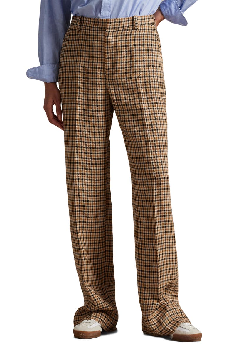 Polo Ralph Lauren Plaid Linen Blend Wide Leg Pants, Main, color, Country Plaid