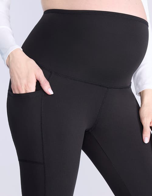 Motherhood Maternity High Waist Over The Belly Active Pocket Crop Legging In Black