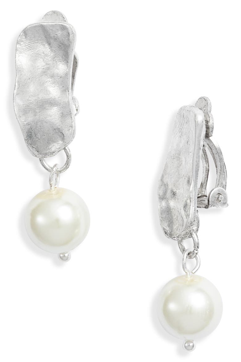 Organic Frame Clip Drop Earrings, Main, color, SILVER