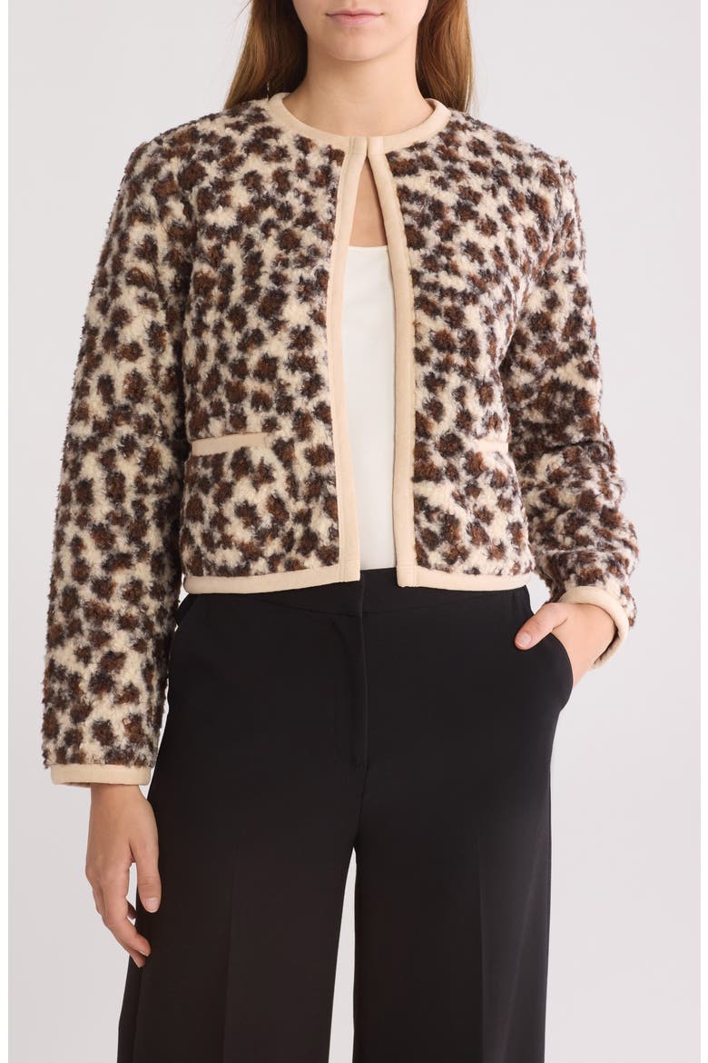 Leopard Faux Shearling Jacket, Main, color, IVORY MULTI