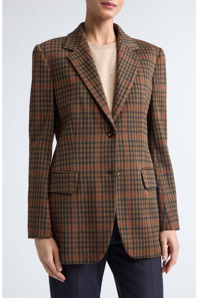 Galosce Plaid Blazer, Alternate, color, TOBACCO