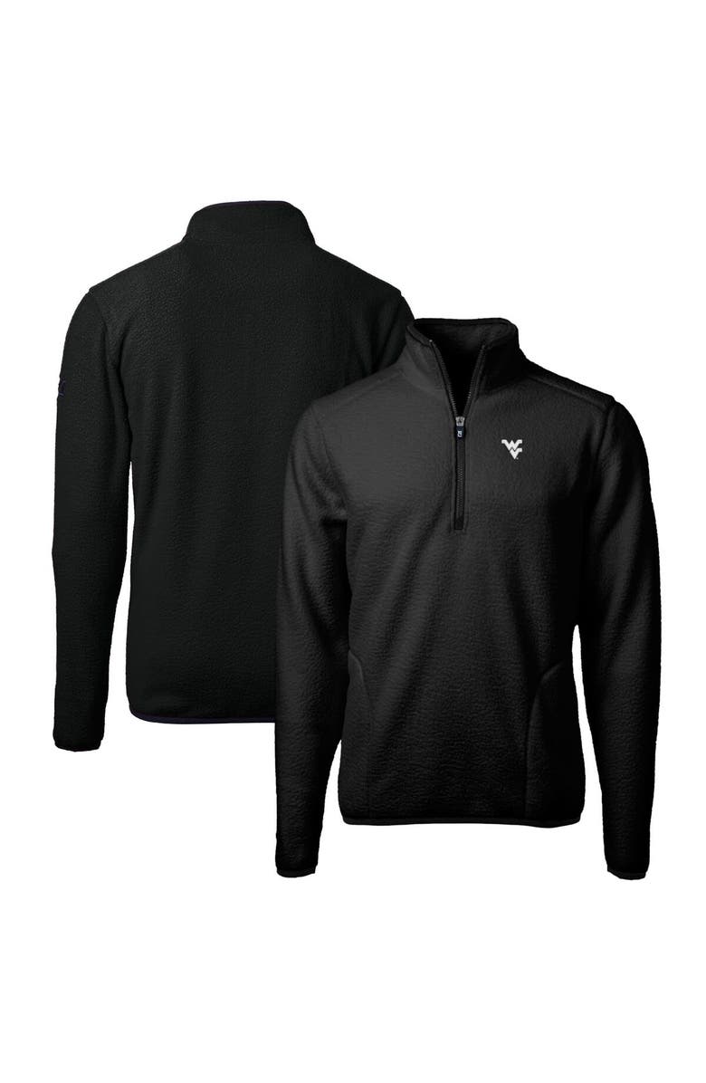 Cutter & Buck Men's Cutter & Buck Black West Virginia Mountaineers Big & Tall Cascade Eco Sherpa Fleece Quarter-Zip Jacket, Main, color, Black