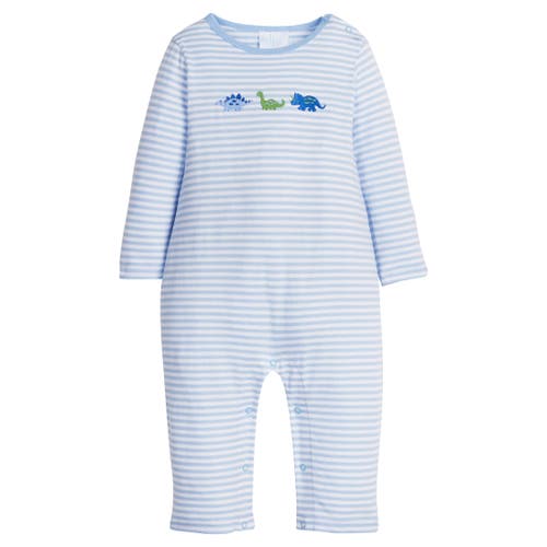 Little English Long Sleeve Embroidered Romper In Blue