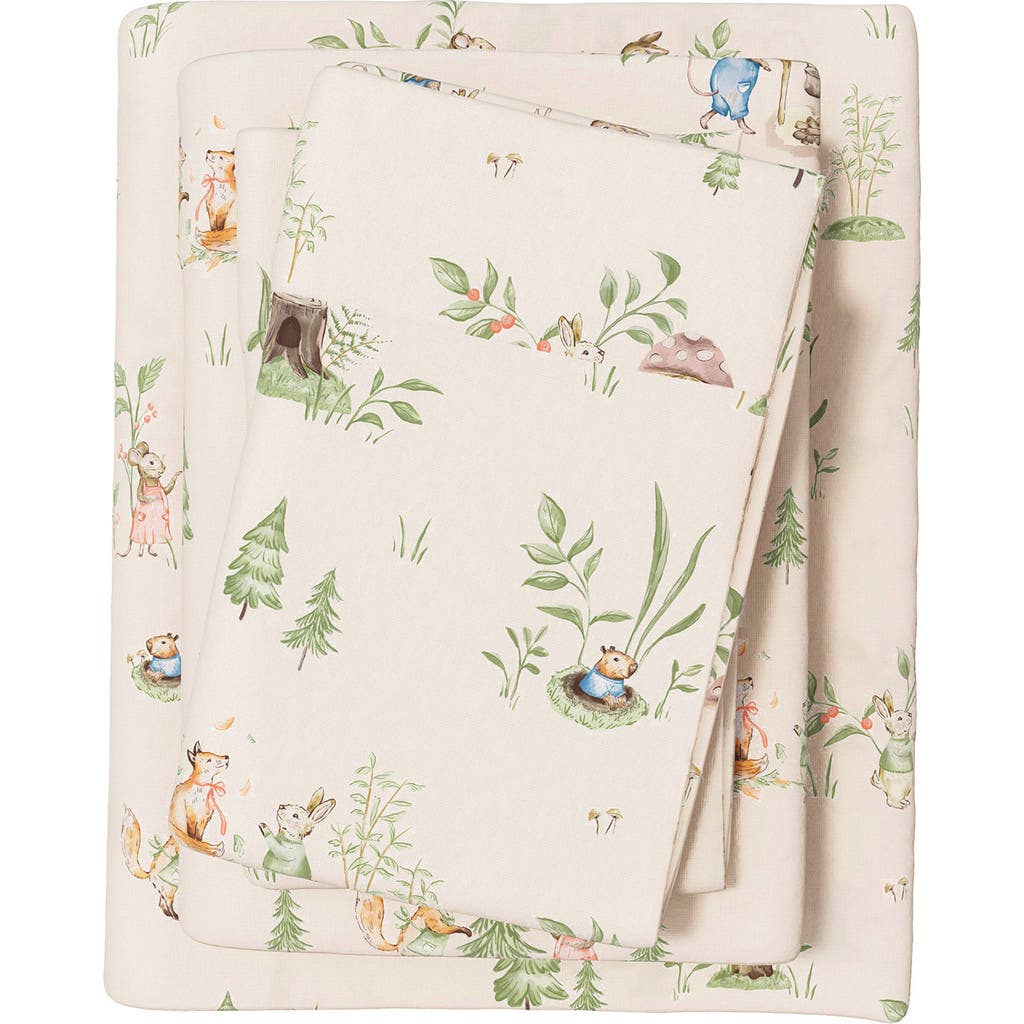 Woven & Weft Christmas Forest 4-piece Flannel Bed Sheet Set In Neutral
