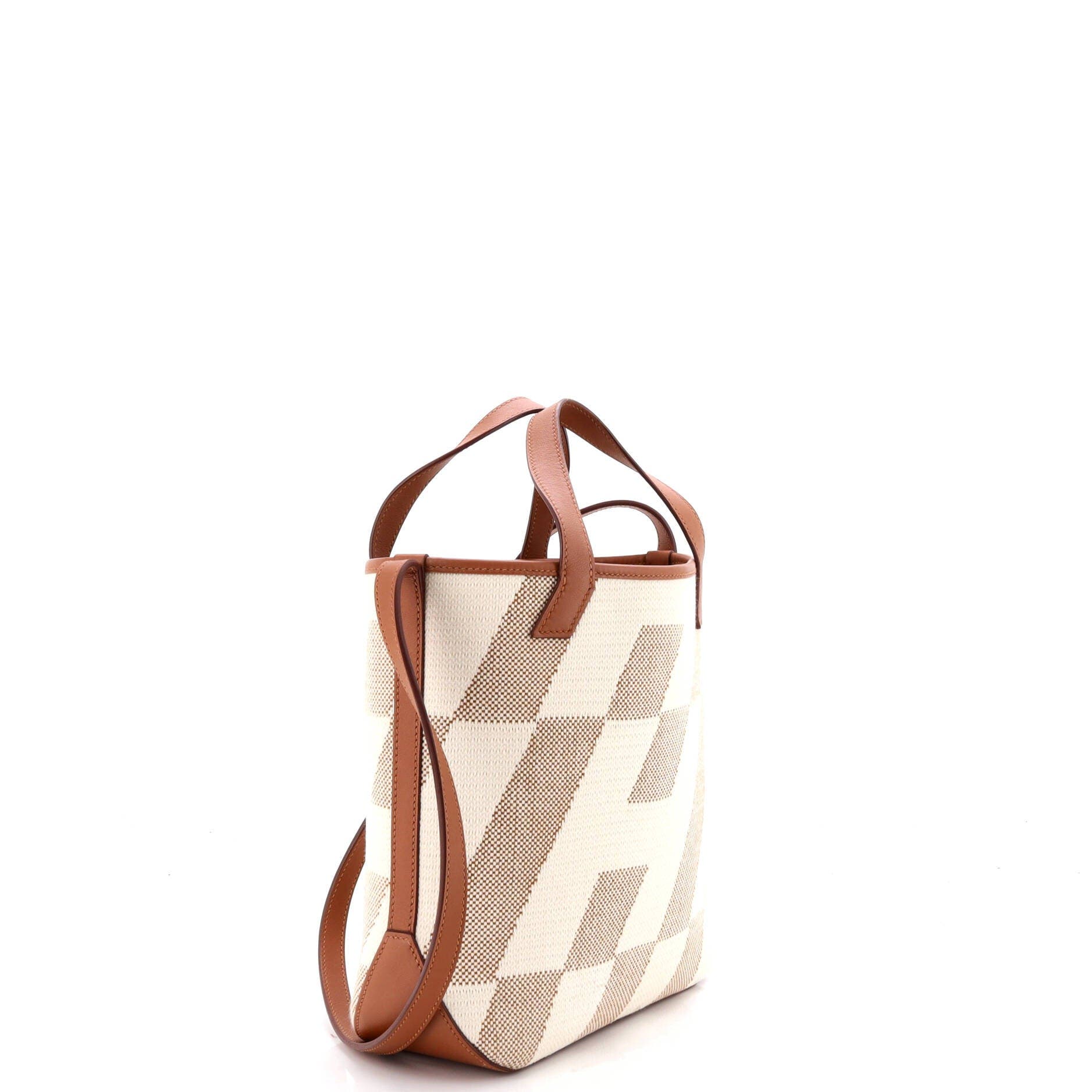 Cabas H en Biais Tote Canvas with Leather 27, Alternate, color, Gold