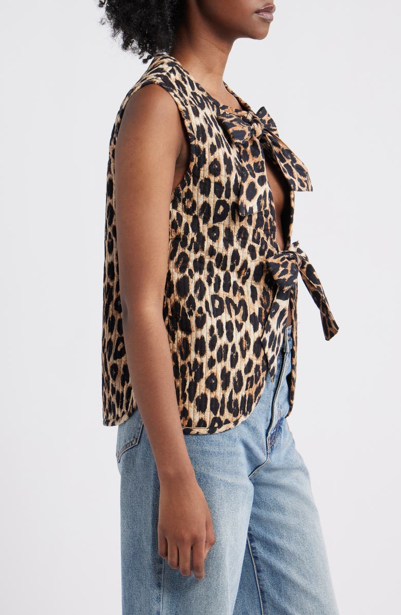 Damson Madder Tilly Leopard Print Organic Cotton Quilted Vest, Alternate, color, 