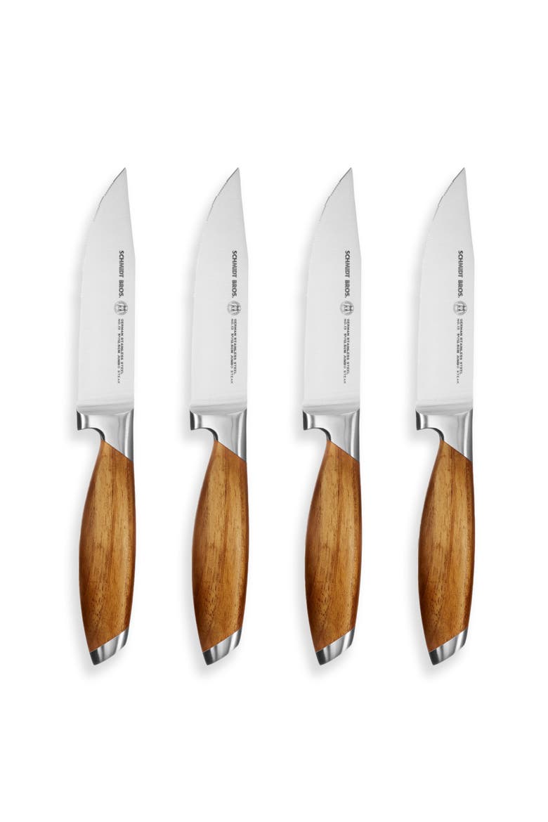 Bonded Teak 4-Piece Steak Set, Alternate, color, Brown