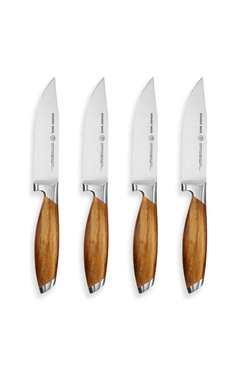 Schmidt Brothers Cutlery Bonded Teak 4-Piece Steak Set, Alternate, color, Brown